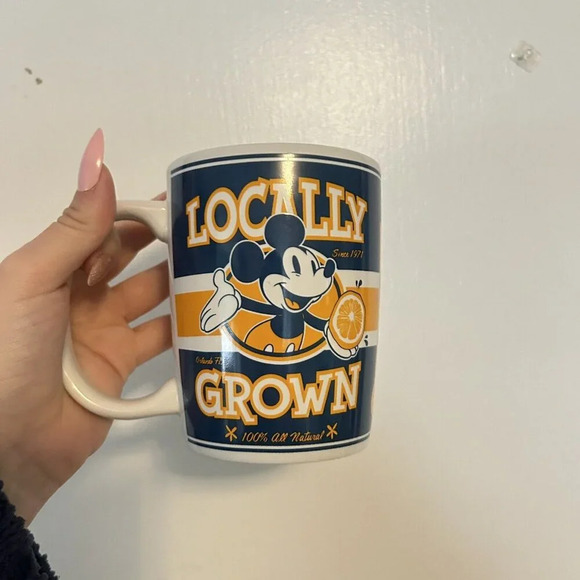 Disney Parks Mickey Mouse Locally Grown Juice Coffee Mug Orlando Florida Blue - Picture 3 of 6